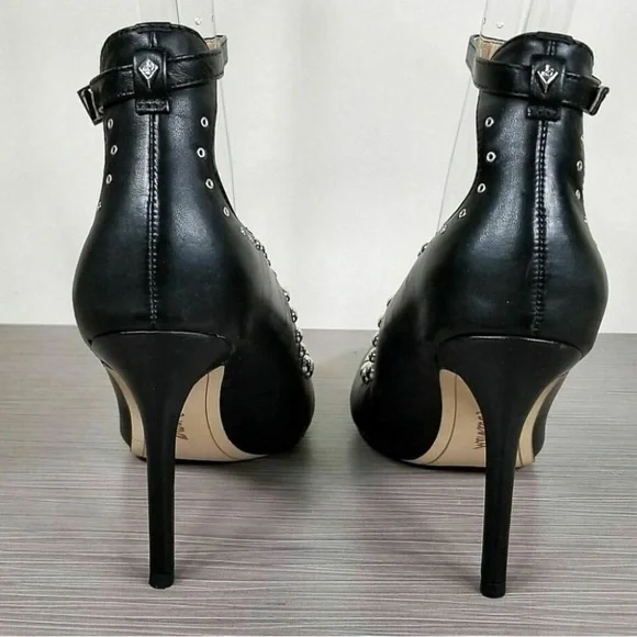 Sam Edelman Black Heels with Pointed Toe and Silver Studs - Picture 3 of 11